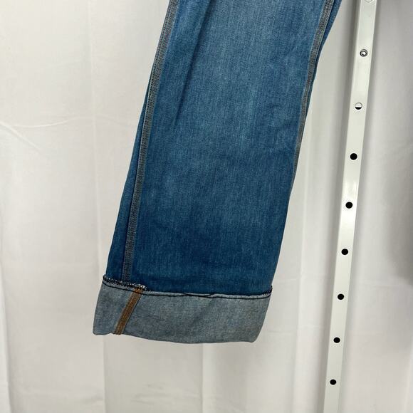 BRANDED LION VTG Hi Rise Flare Jeans Cord Trim Medium Wash Cotton Denim Blue - Picture 7 of 10